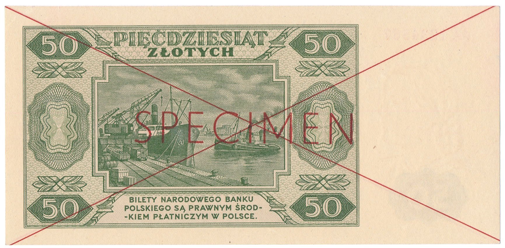 Banknot. WZÓR / SPECIMEN 50 złotych 1948 seria AA - RZADKOŚĆ R6